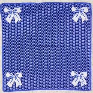 YSL Blue and White Patterned Scarf with Bow Design